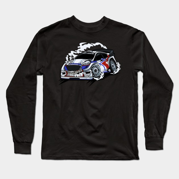 WHITE MONSTER RALLY CAR Long Sleeve T-Shirt by beanbeardy